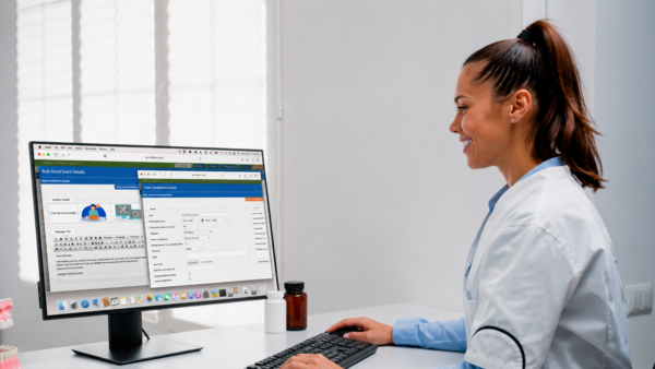 Behavioral health professional working with connected digital records