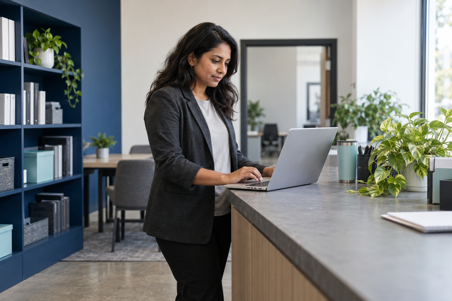Operations leader using a laptop to coordinate workforce information across programs